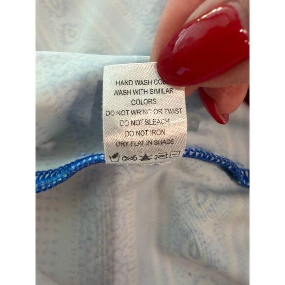 Cabana Life Long Sleeve Knee Length Dress White Turquoise Blue Pocket Sz L EUC - Picture 7 of 7